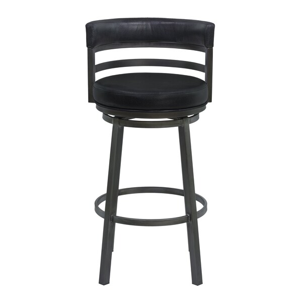 Titana 30 In. Bar Height Metal Swivel Barstool In Ford Black Pu And Mineral Finish